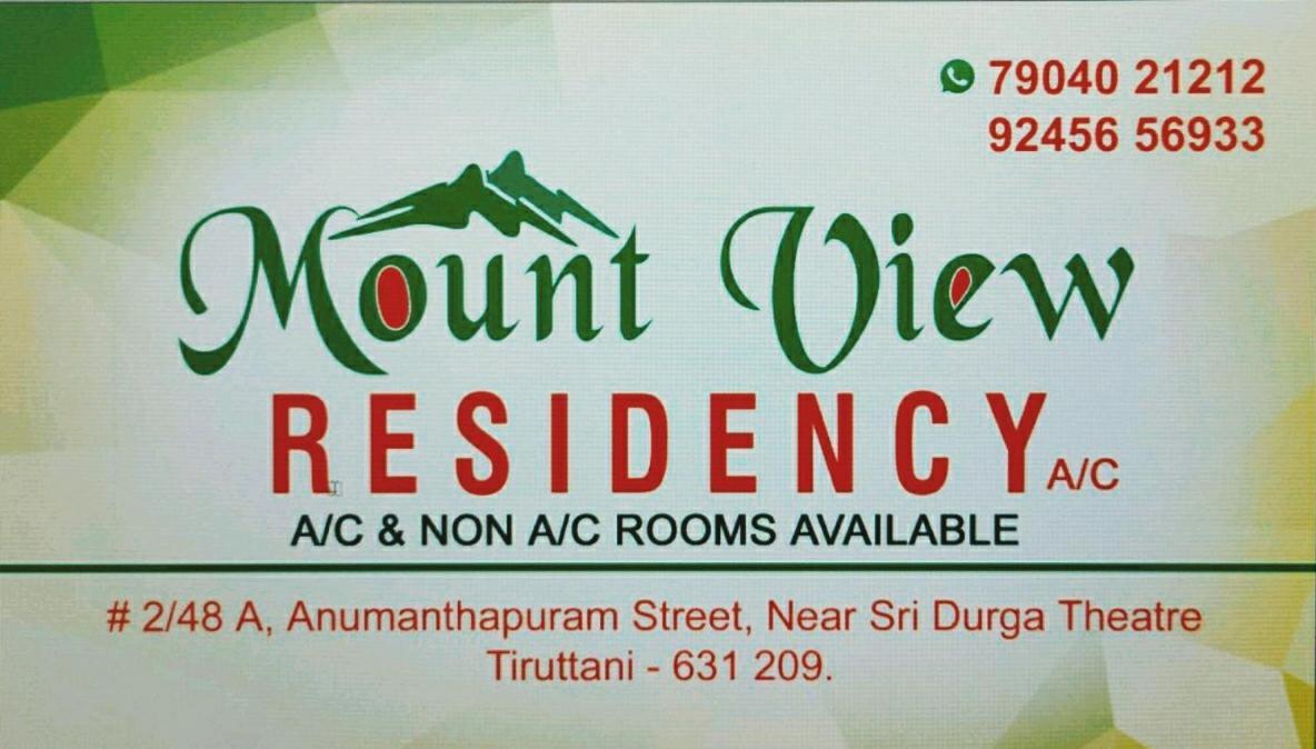 Mount View Residency Tiruttani Villa Thiruttani Exteriör bild